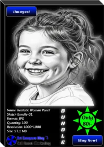 Realistic Woman Pencil Sketch Bundle-01