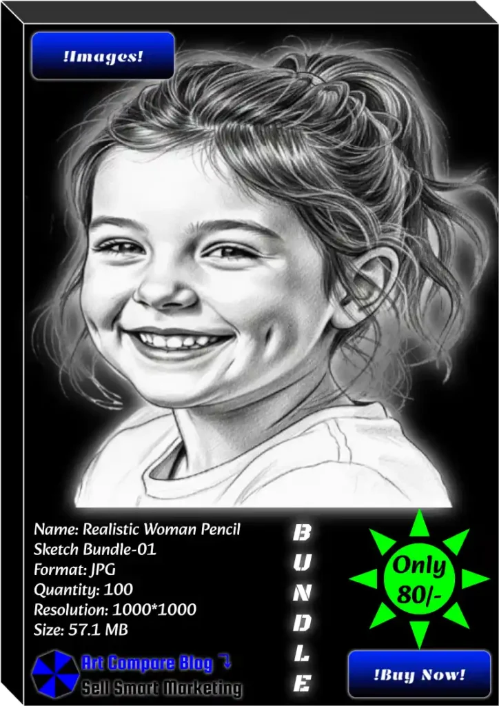 Realistic Woman Pencil Sketch Bundle-01