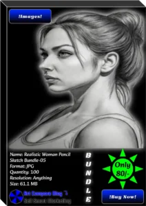 Realistic Woman Pencil Sketch Bundle-05