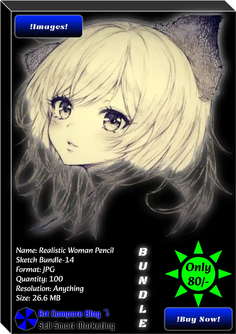 Realistic Woman Pencil Sketch Bundle-14